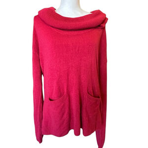 Women's Olivia Sky Sweater XL Rust Cowl Neck Long Sleeve Pockets NEW